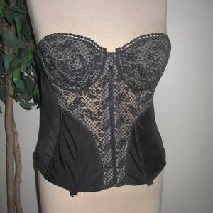 Vintage Zip Front Plus Size corset garter bustier 47" Fredrick's Hollywood Cup